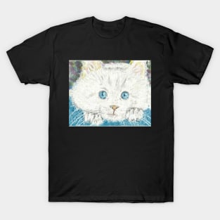 White cat  face  art T-Shirt